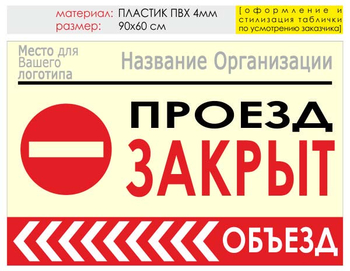 Информационный щит "объезд слева" (пластик, 90х60 см) t12 - Охрана труда на строительных площадках - Информационные щиты - магазин "Охрана труда и Техника безопасности"